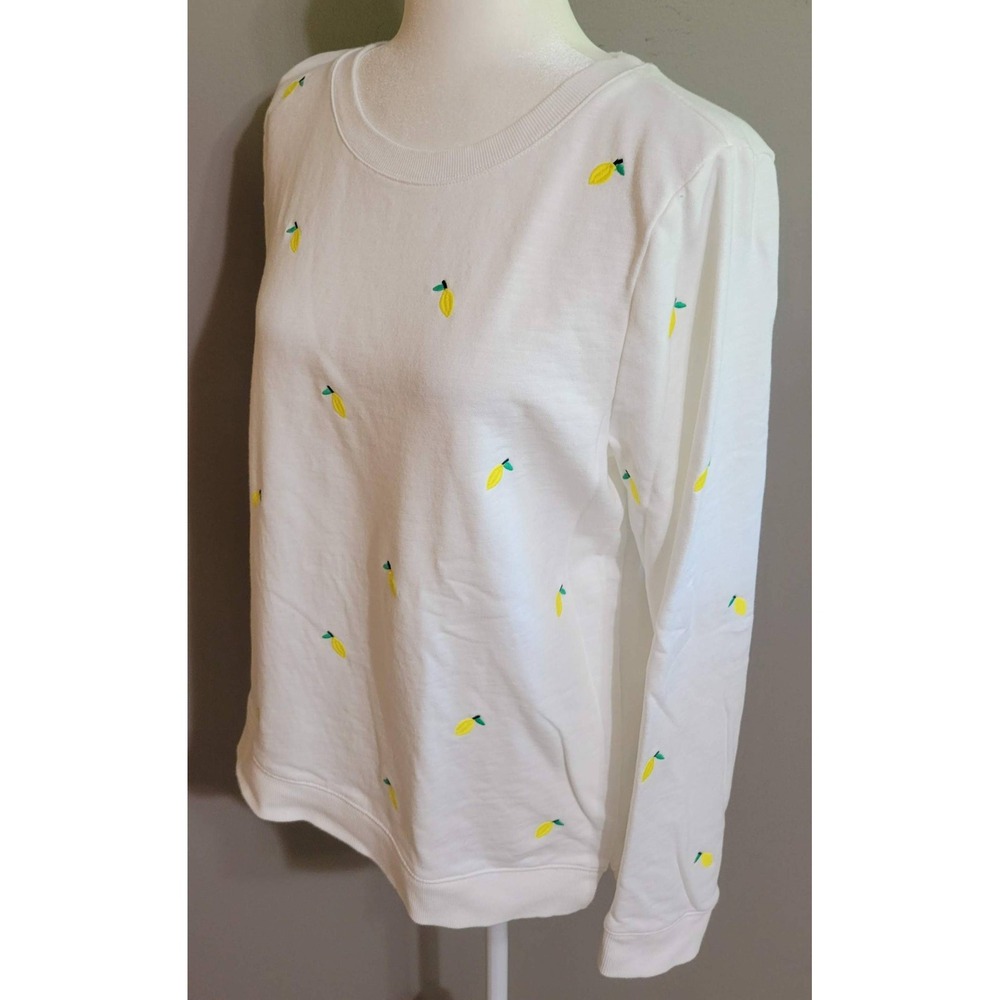 Talbots Embroidered Lemon White Crewneck - Picture 4 of 7